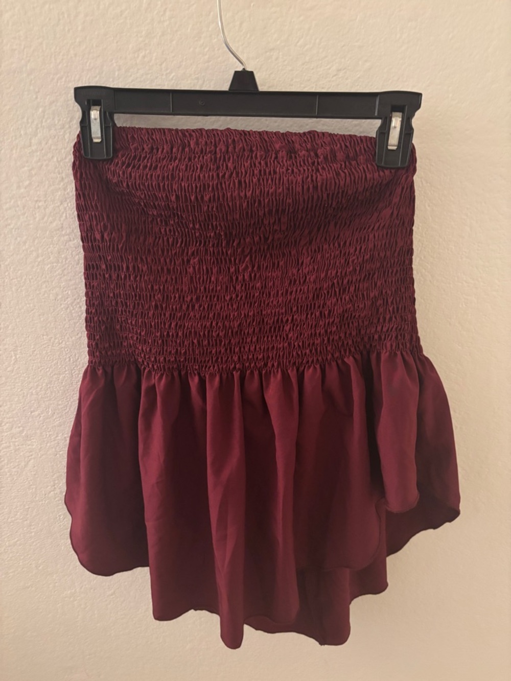 Smocked Burgundy Women’s Strapless Top